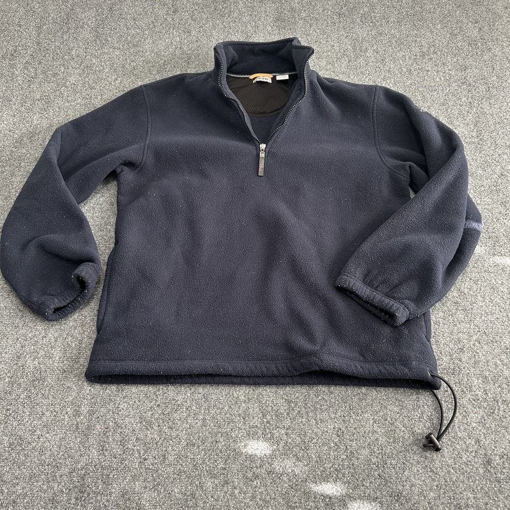 IZOD PerformX Pullover Mens M Blue Fleece Quarter Zip Zip Pocket Drawcord Hem
